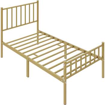 Yaheetech Metal Platform Bed Frame with Spindle Headboard and Footboard