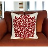 HomeRoots 20" Beige and Red Coastal Wool Throw Pillow With Embroidery - 2 of 4