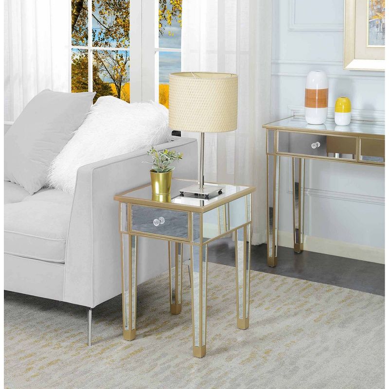 Gold Coast Mirrored End Table with Drawer - Breighton Home, 3 of 10