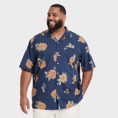 Men's Big & Tall Vacay Short Sleeve Challis Camp Shirt - Goodfellow & Co™ Blue 4XLT