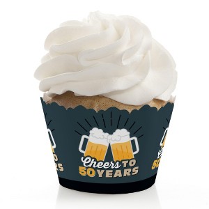 Big Dot of Happiness Cheers and Beers to 50 Years - 50th Birthday Party Decorations - Party Cupcake Wrappers - Set of 12 - 1 of 4
