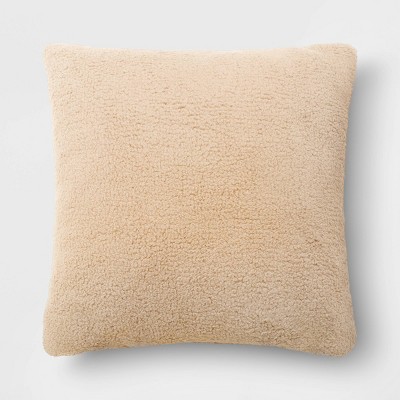 Oversized Sherpa Square Pillow Light Peach - Room Essentials™