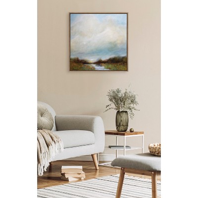 30" x 30" Gold Framed Tranquil Landscape Canvas Print