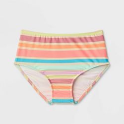 Girls' Adaptive Brief Swim Bottom - Cat & Jack™ Coral Stripe