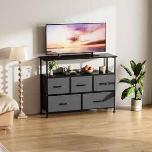 NicBex TV Stand for 45 Inch TV with Wood Top,TV Entertanment Center with 5 Fabric Drawers and Open Shelves,TV Console Table for Living Room - 1 of 4