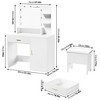 Vanity Desk, Makeup Vanity Desk with Mirror & 9 LED Light Bulbs, Large Drawers and Three Level Storage & Tiers of Open Shelves for Bedroom, White - 2 of 4