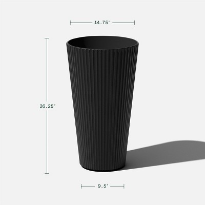 26" Tall Black Concrete-Plastic Composite Planter