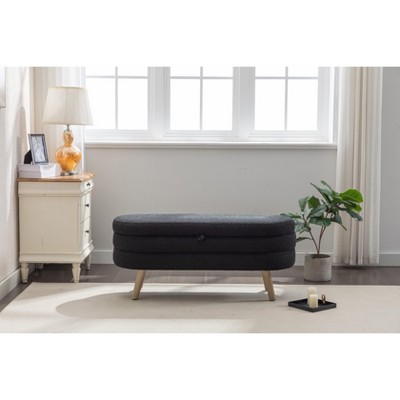 VASIP Velvet Fabric Storage Bench with  Hidden Storage and Sturdy Wood Legs for Bedroom,Living Room