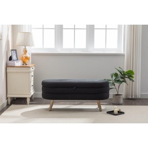 VASIP Velvet Fabric Storage Bench with  Hidden Storage and Sturdy Wood Legs for Bedroom,Living Room - 1 of 4
