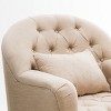 Tufted Accent Chair, Upholstered Armchair Club Chair with Throw Pillow & Weathered Oak Legs, Beige - ModernLuxe - 4 of 4