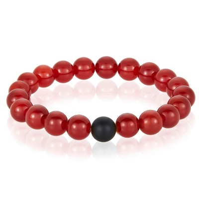 West Coast Jewelry Men's Polished 10mm Natural Stone Bead Stretch Bracelet