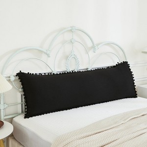 Pom-Pom Fringe Pillowcases & Body Pillow Cover – Soft Decorative Bedding Shams with Deep Pocket, Queen/King/Body Options - 1 of 4