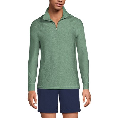 Lands' End Men's UPF 50 Cooling Quarter Zip Mock Neck Rash Guard Shirt