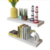 2 White MDF Floating Wall Display Shelves Book/DVD Storage - 4 of 4