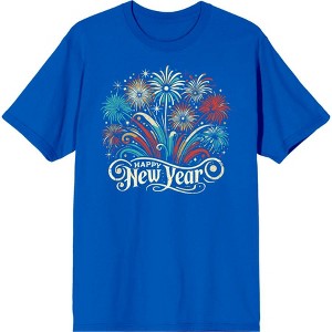 Happy New Year Vector Fireworks Adult Crew Neck Short Sleeve Tee - 1 of 2