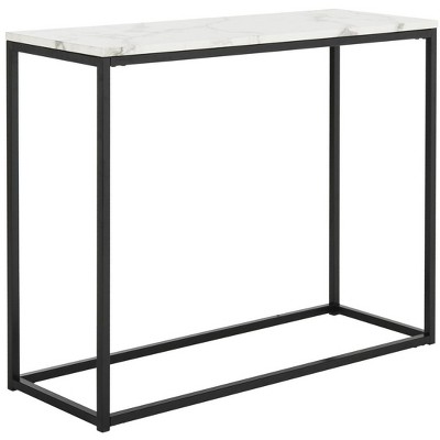 Transitional Grey Marble Top Console Table with Black Frame