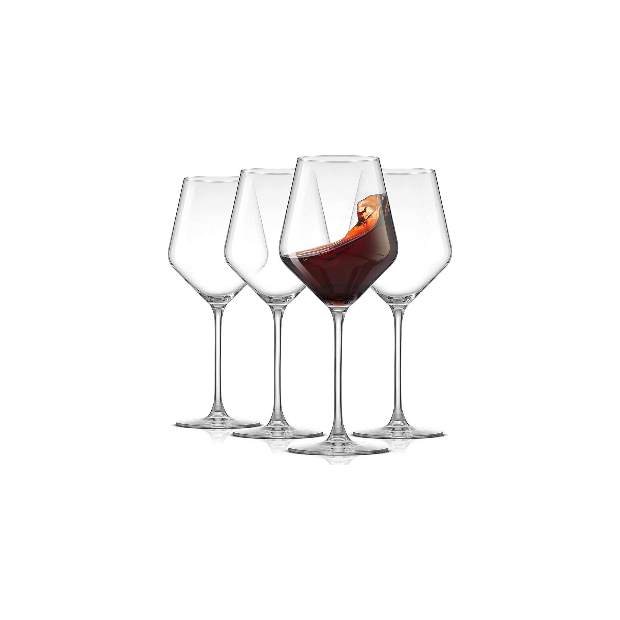 JoyJolt Layla Red Wine Glasses - Set of 4 Wine Lead-Free Crystal Wine Glass Set - 17 oz