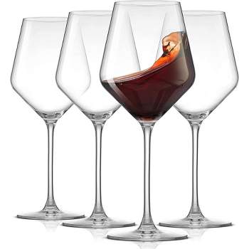JoyJolt Layla Red Wine Glasses - Set of 4 Wine Lead-Free Crystal Wine Glass Set - 17 oz