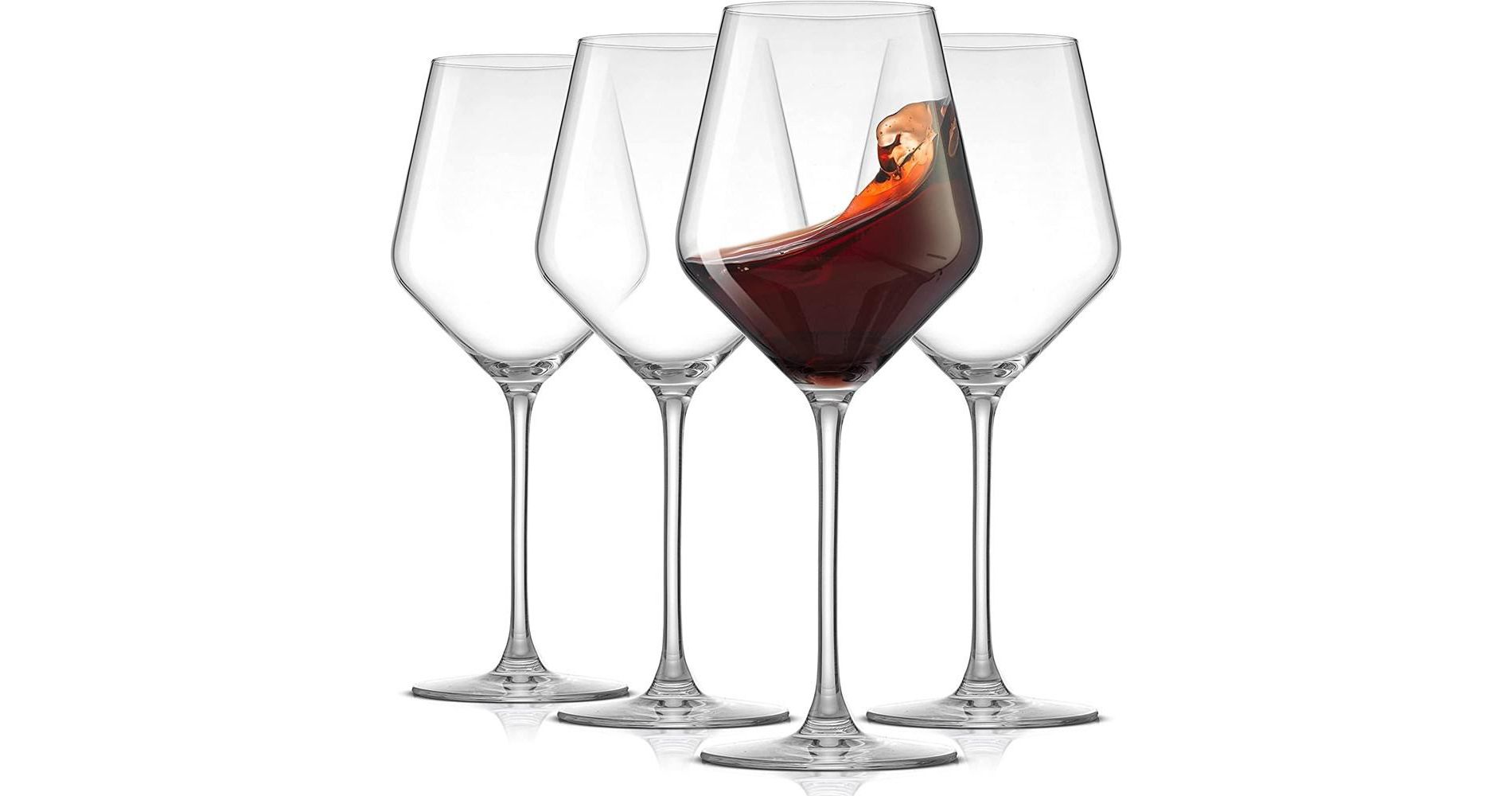 JoyJolt Layla Red Wine Glasses - Set of 4 Wine Lead-Free Crystal Wine Glass Set - 17 oz