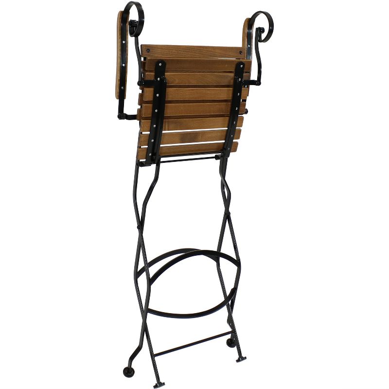 Sunnydaze Indoor/Outdoor Patio or Dining Deluxe Chestnut Wooden Folding Bistro Bar Arm Chair - Brown, 6 of 11