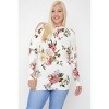 Slickblue Women's Plus Size Floral Long Sleeve Top, Delicate Cutouts and Neck Tie Detail, Dusty Pink Multi, 1XL - 2 of 4