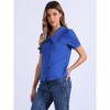 INSPIRE CHIC Women's Peter Pan Collar Puff Short Sleeve Button Cuff Elegant Blouse - 2 of 4