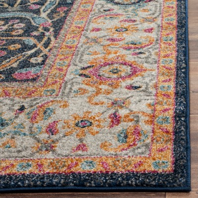 Chic Metro-Mod 5' x 5' Square Navy Synthetic Area Rug