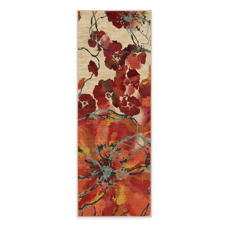 Ruggable Watercolor Floral Washable Boho Flatwoven Area Rug, 1 of 9