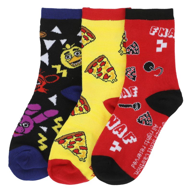 Five Nights At Freddy's Pizza Party Youth 3-Pair Crew Socks, 1 of 6