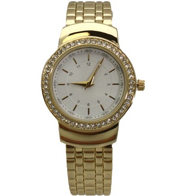 OLIVIA PRATT TEXTURED AND RHINESTONE DETAL BANGLE WATCH