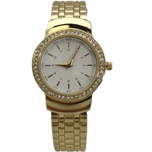 OLIVIA PRATT TEXTURED AND RHINESTONE DETAL BANGLE WATCH - 1 of 4
