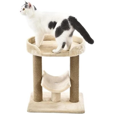 Cat Condo Tower with Hammock Bed and Scratching Post,Durable Sisal Scratch Posts for Indoor Cats