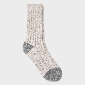 Women's Space Dye Ribbed Supersoft Crew Boot Socks - Universal Thread™ Ivory 4-10 - 1 of 3