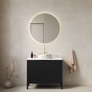 Dolonm 30" Freestanding Bathroom Vanity with White Ceramic Sink, Carrara Marble Countertop and Soft Close Cabinet Storage - 1 of 4