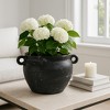 Large Ceramic Planter with Sculpted Handles for Indoor or Outdoor Display: Black Round Contemporary Tabletop Decor - 2 of 4