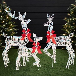 Best Choice Products 3-Piece 2D Deer Family Set, Lighted Christmas Outdoor Decoration w/ 175 Lights, Stakes - 1 of 4
