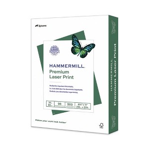 Hammermill Premium Laser Print Paper, 98 Bright, 24 lb Bond Weight, 8.5 x 11, White, 500/Ream - 1 of 4
