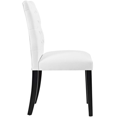 White Faux Leather Tufted Parsons Dining Chair