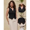 INSPIRE CHIC Women's Linen Sleeveless Button Down V Neck Lightweight Crop Top Casual Waistcoat Vest - 2 of 4