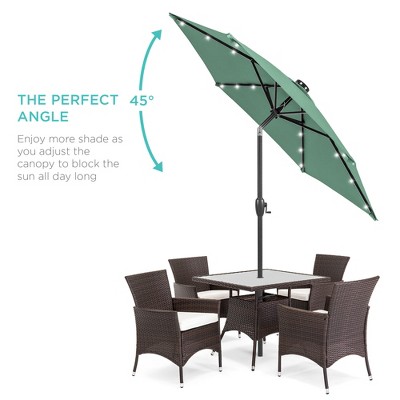 Seaglass 7.5ft Outdoor Solar Patio Umbrella with LED Lights and Steel Pole