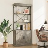 Acekool Tall Bookcase with Doors, 4-Tier Industrial Bookshelf, Farmhouse Storage Shelf with Cabinet, Wood & Metal, Vintage Style - 4 of 4
