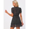 Allegra K Women's Chiffon Ruched Sleeves Bow Tie Keyhole Front Elastic Waist Polka Dots Mini Dress - 4 of 4