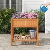 Costway Raised Garden Bed 39 x 20 x 39 in Outdoor Fir Wood Planter Box with Storage Shelf - 4 of 4