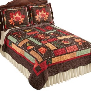 Collections Etc Seasonal Autumn Leaf Patchwork Design Quilt - 1 of 3