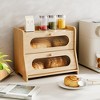 MOEPISY Bread Box for Kitchen Countertop,Double Layer Large Capacity Bamboo Bread Storage Container with Acrylic Wavy Door Panel - 4 of 4