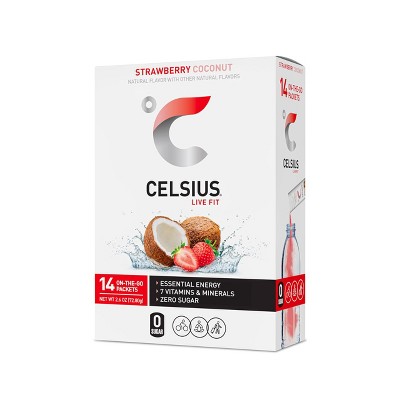 Celsius On-the-go Powder Stick Packs, Strawberry Coconut - 2.5 Oz Stick (Pack of 14)