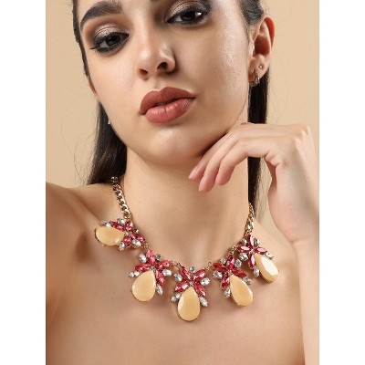 SOHI Women's Multicolour Party Stone Statement Necklace