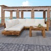 Chic Crate-Rustic Acacia Wood Outdoor Sectional Sofa Set - 4-Piece Patio Furniture with Waterproof Cushions - 2 of 4