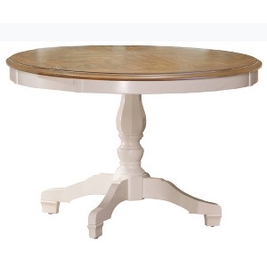 Hillsdale Furniture Bayberry Round Dining Table White: 44" Wood Pedestal, Seats 4, Matte Finish - 1 of 4