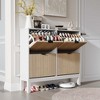 4 Flip Drawers Modern Fluted Shoe Cabinet， Narrow Shoe Storage Cabinet, - 4 of 4